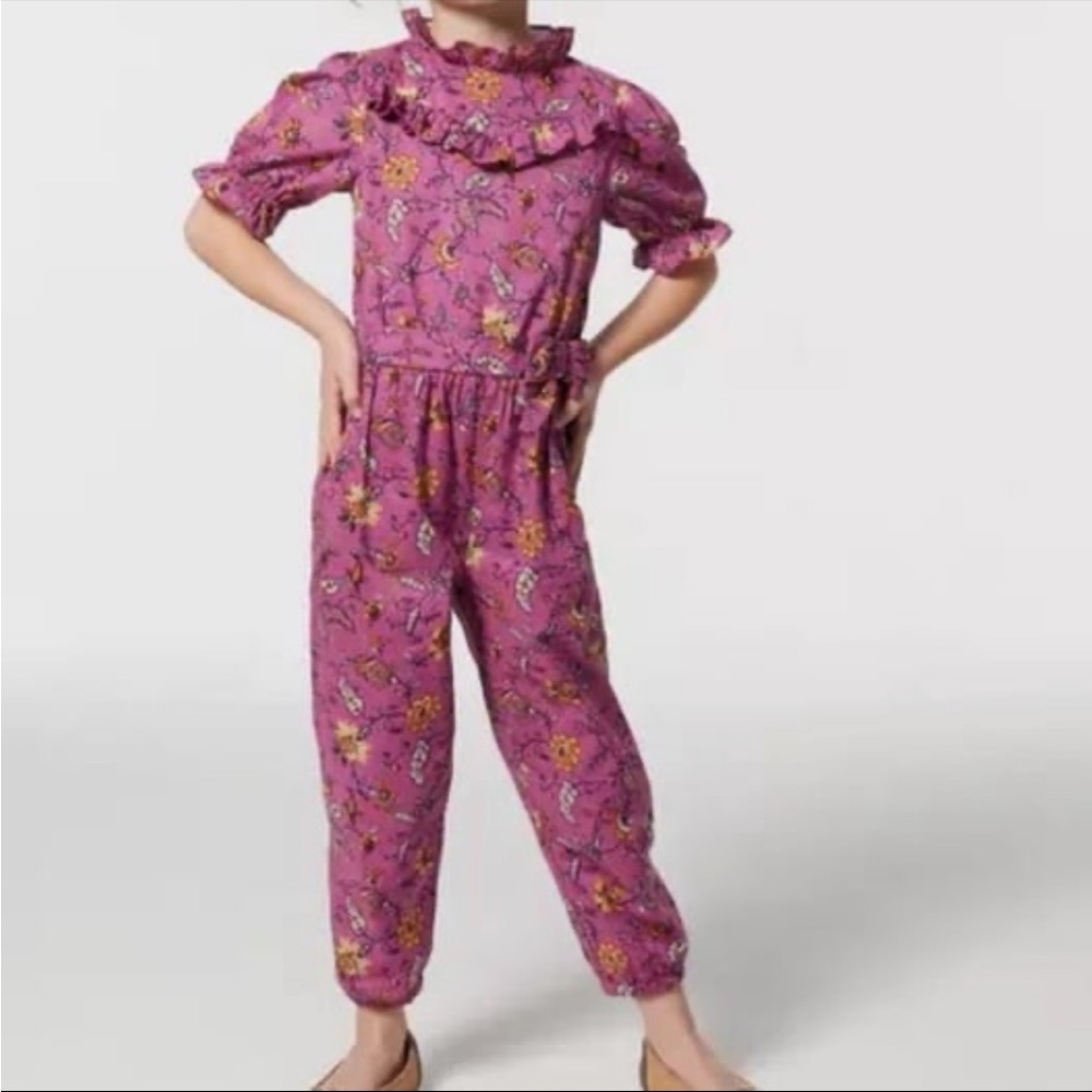 Janie and Jack Ruffled Purple Floral Jumpsuit 12-18 mos‎ 100% cotton